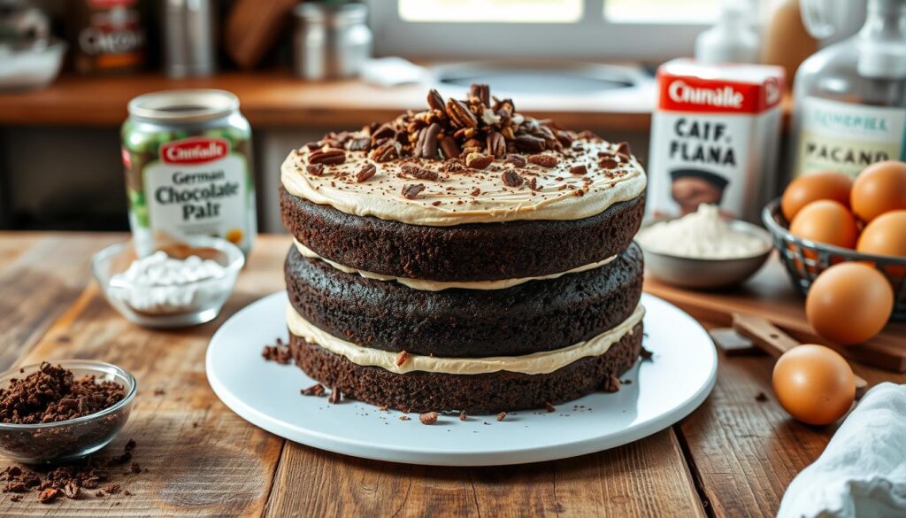 Assembled german chocolate cake Assembled german chocolate cake